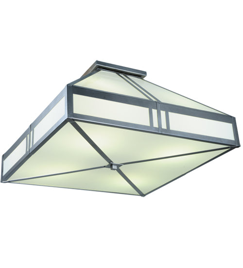 Meyda Lighting Whitewing 36" 4-Light Gray Flush Mount Light With White Shade Glass