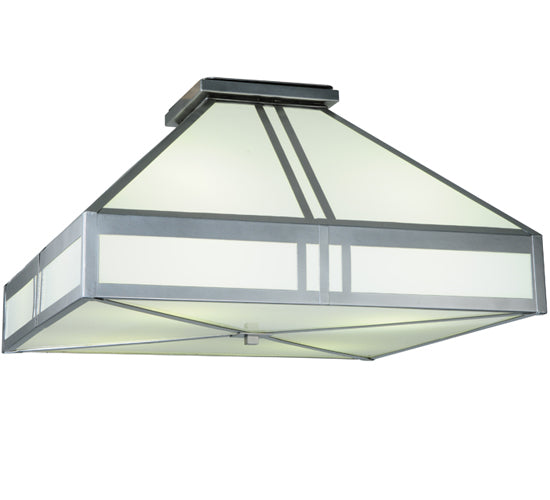 Meyda Lighting Whitewing 36" 4-Light Gray Flush Mount Light With White Shade Glass