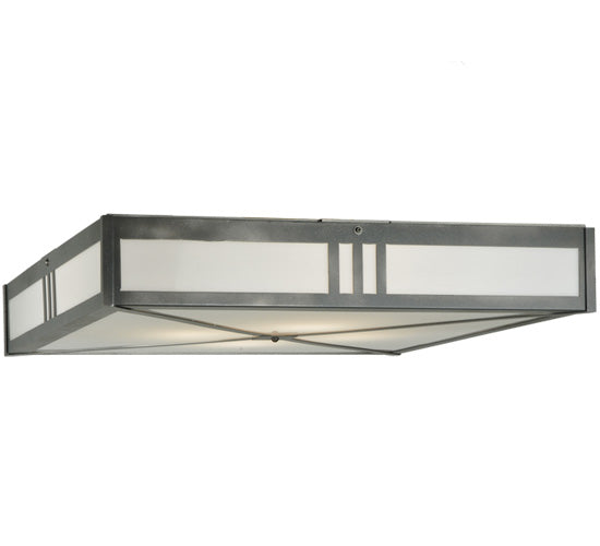 Meyda Lighting Whitewing 36"Sq 4-Light Blackened Pewter Flush Mount Light With White Statuario Idalight Shade