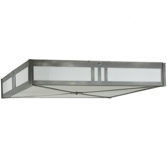 Meyda Lighting Whitewing 36"Sq 4-Light Blackened Pewter Flush Mount Light With White Statuario Idalight Shade