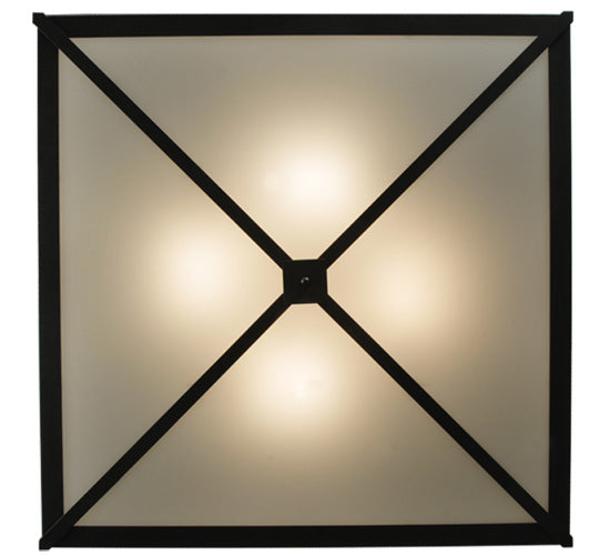Meyda Lighting Whitewing 36"Sq 4-Light Blackened Pewter Flush Mount Light With White Statuario Idalight Shade