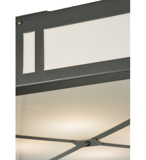 Meyda Lighting Whitewing 36"Sq 4-Light Blackened Pewter Flush Mount Light With White Statuario Idalight Shade