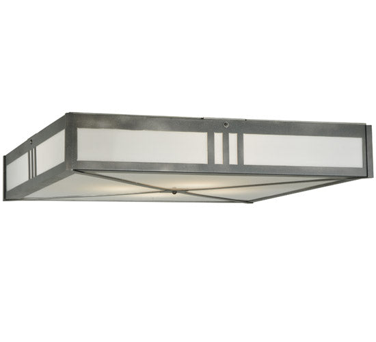 Meyda Lighting Whitewing 36"Sq 4-Light Blackened Pewter Flush Mount Light With White Statuario Idalight Shade