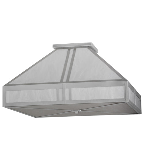 Meyda Lighting Whitewing 51" 4-Light Nickel Flush Mount Light With Whitestone Idalight Shade Glass