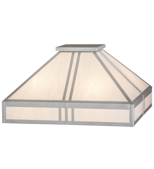 Meyda Lighting Whitewing 51" 4-Light Nickel Flush Mount Light With Whitestone Idalight Shade Glass