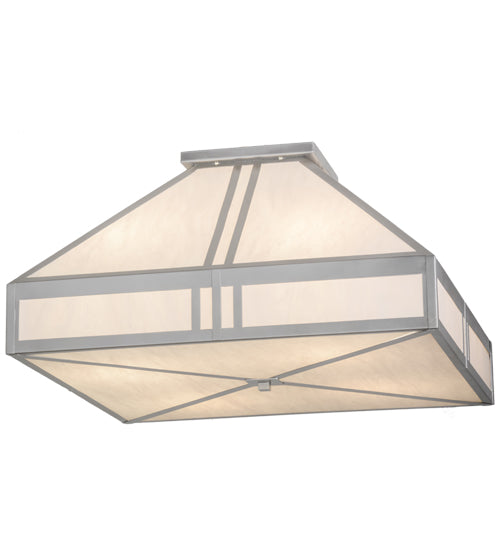 Meyda Lighting Whitewing 51" 4-Light Nickel Flush Mount Light With Whitestone Idalight Shade Glass
