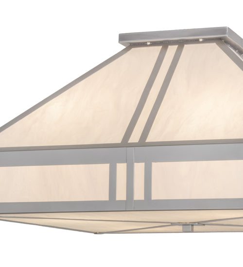 Meyda Lighting Whitewing 51" 4-Light Nickel Flush Mount Light With Whitestone Idalight Shade Glass