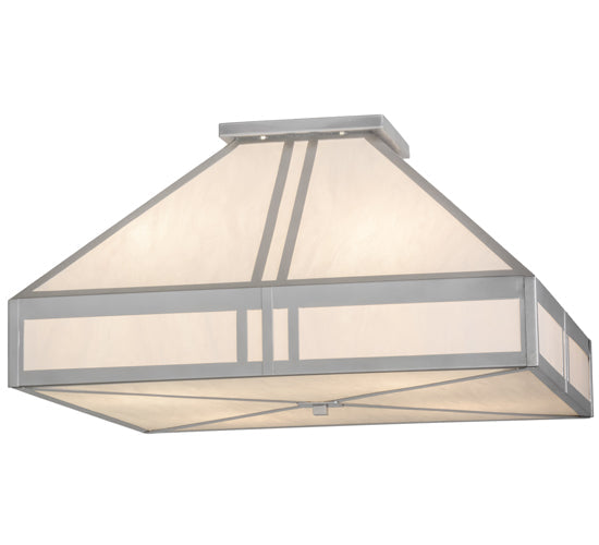 Meyda Lighting Whitewing 51" 4-Light Nickel Flush Mount Light With Whitestone Idalight Shade Glass