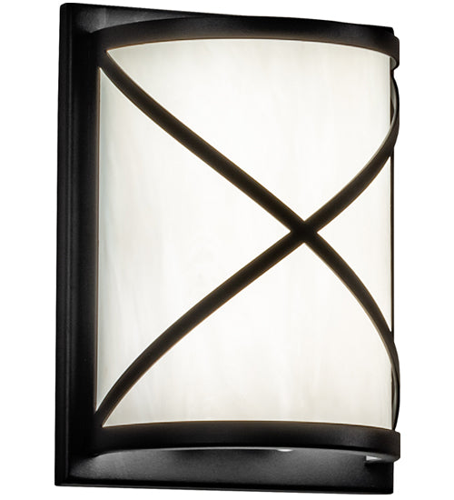 Meyda Lighting Whitewing 6" Fine Textured Black Wall Sconce With White Art Shade Glass