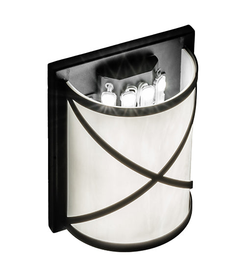 Meyda Lighting Whitewing 6" Fine Textured Black Wall Sconce With White Art Shade Glass