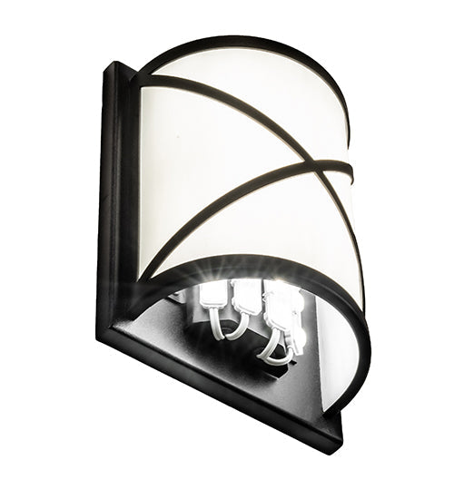 Meyda Lighting Whitewing 6" Fine Textured Black Wall Sconce With White Art Shade Glass