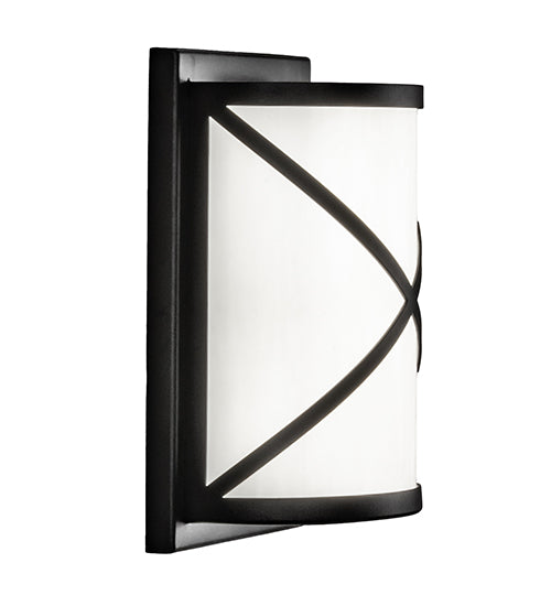 Meyda Lighting Whitewing 6" Fine Textured Black Wall Sconce With White Art Shade Glass