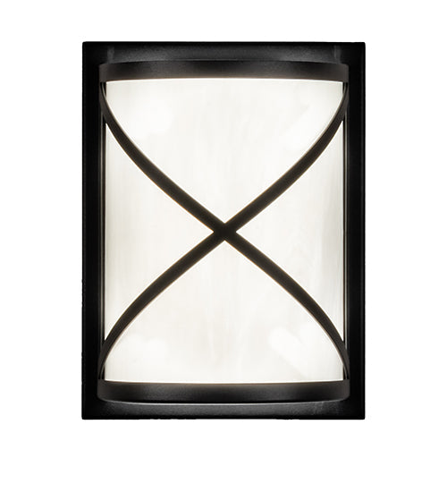 Meyda Lighting Whitewing 6" Fine Textured Black Wall Sconce With White Art Shade Glass