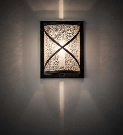 Meyda Lighting Whitewing 6" Textured Black Wall Sconce With Tundra Idalight Shade Glass