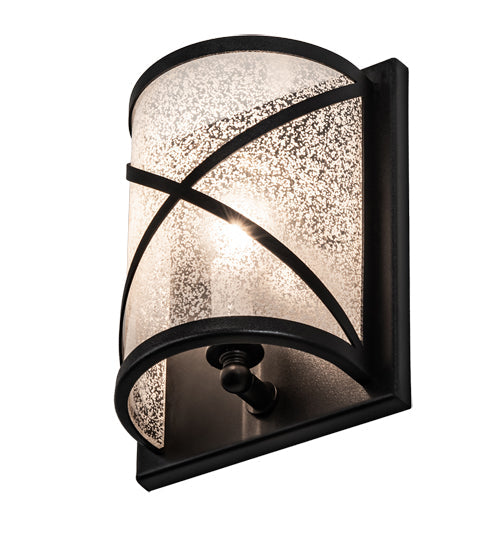 Meyda Lighting Whitewing 6" Textured Black Wall Sconce With Tundra Idalight Shade Glass