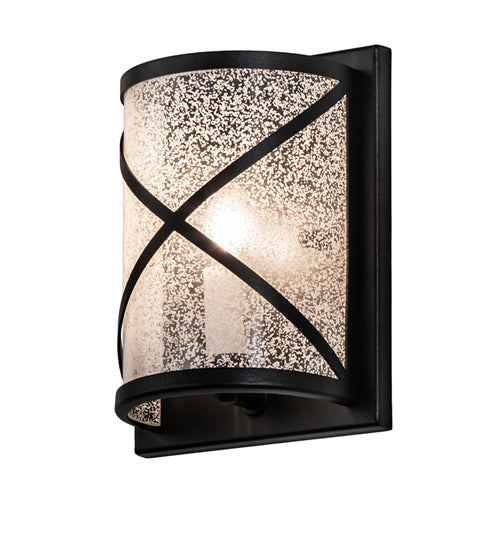 Meyda Lighting Whitewing 6" Textured Black Wall Sconce With Tundra Idalight Shade Glass