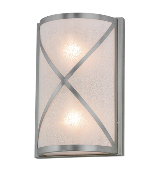 Meyda Lighting Whitewing 8" 2-Light Brushed Nickel Wall Sconce With Tundra Idalight Shade Glass