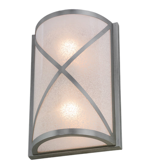 Meyda Lighting Whitewing 8" 2-Light Brushed Nickel Wall Sconce With Tundra Idalight Shade Glass