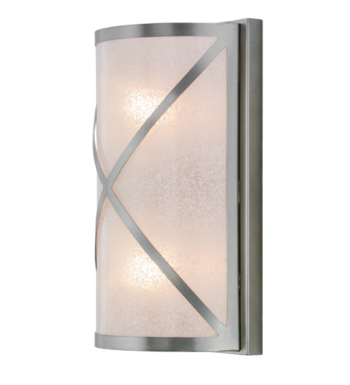 Meyda Lighting Whitewing 8" 2-Light Brushed Nickel Wall Sconce With Tundra Idalight Shade Glass