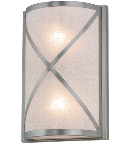 Meyda Lighting Whitewing 8" 2-Light Brushed Nickel Wall Sconce With Tundra Idalight Shade Glass