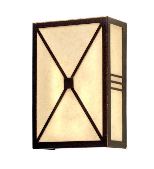 Meyda Lighting Whitewing 8" 2-Light Copper Rust Wall Sconce With Botticino Idalight Shade