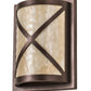 Meyda Lighting Whitewing 9" 2-Light Mahogany Bronze Wall Sconce With Beige Art Shade Glass