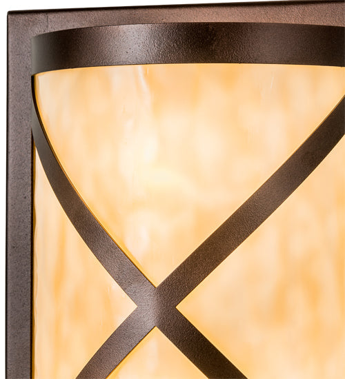 Meyda Lighting Whitewing 9" 2-Light Mahogany Bronze Wall Sconce With Beige Art Shade Glass