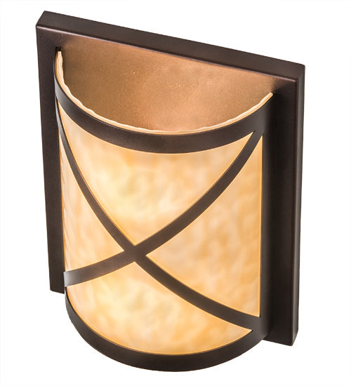 Meyda Lighting Whitewing 9" 2-Light Mahogany Bronze Wall Sconce With Beige Art Shade Glass