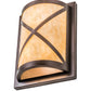 Meyda Lighting Whitewing 9" 2-Light Mahogany Bronze Wall Sconce With Beige Art Shade Glass