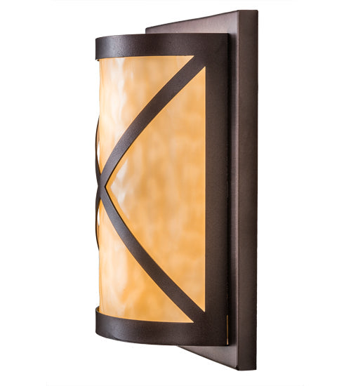 Meyda Lighting Whitewing 9" 2-Light Mahogany Bronze Wall Sconce With Beige Art Shade Glass