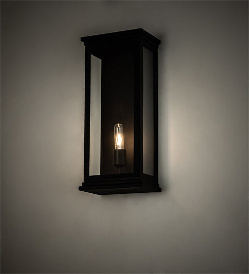 Meyda Lighting Whitman 10" Wrought Iron Wall Sconce With Clear Shade Glass