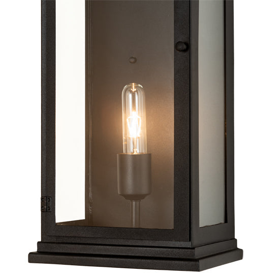 Meyda Lighting Whitman 10" Wrought Iron Wall Sconce With Clear Shade Glass
