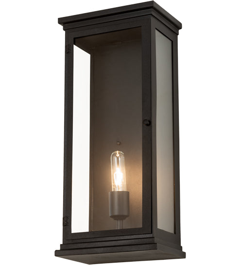 Meyda Lighting Whitman 10" Wrought Iron Wall Sconce With Clear Shade Glass