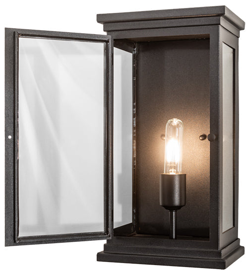 Meyda Lighting Whitman 202673 9" Old Wrought Iron Wall Sconce With Clear Shade Glass