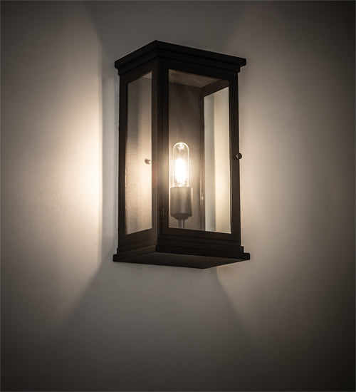 Meyda Lighting Whitman 202673 9" Old Wrought Iron Wall Sconce With Clear Shade Glass