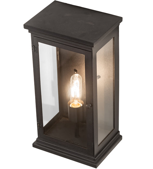 Meyda Lighting Whitman 202673 9" Old Wrought Iron Wall Sconce With Clear Shade Glass