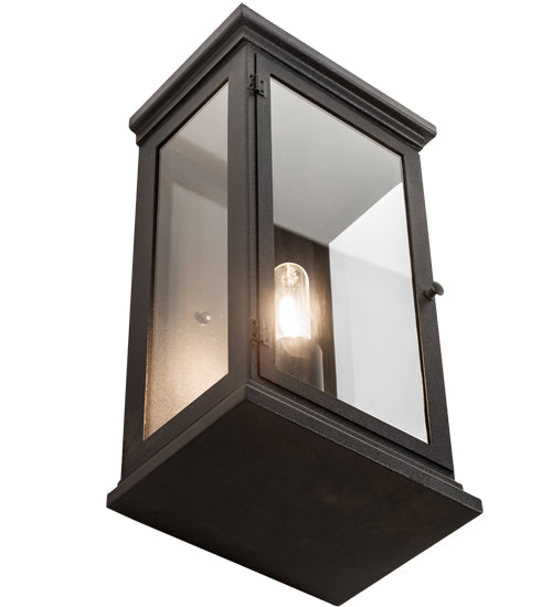 Meyda Lighting Whitman 202673 9" Old Wrought Iron Wall Sconce With Clear Shade Glass