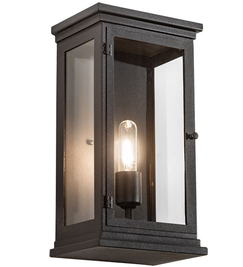 Meyda Lighting Whitman 202673 9" Old Wrought Iron Wall Sconce With Clear Shade Glass