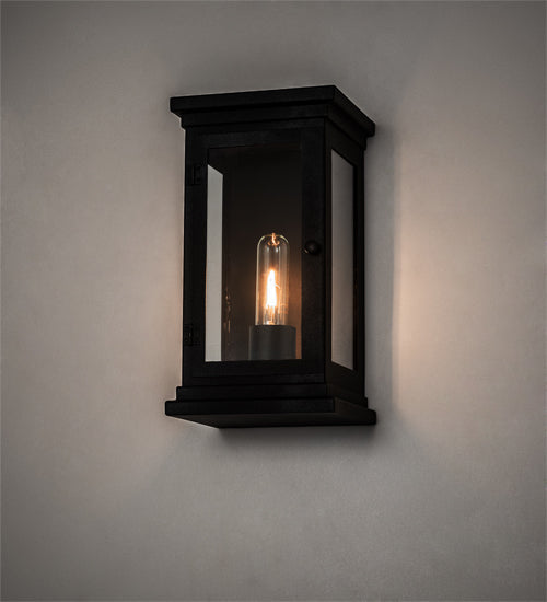 Meyda Lighting Whitman 7" Old Wrought Iron Wall Sconce With Clear Shade Glass