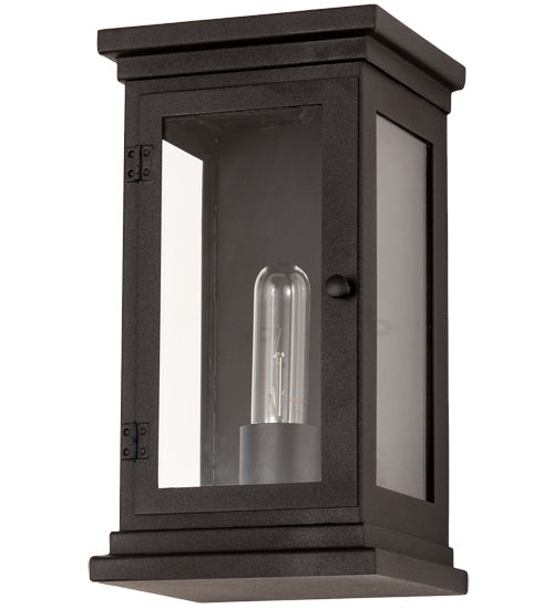 Meyda Lighting Whitman 7" Old Wrought Iron Wall Sconce With Clear Shade Glass
