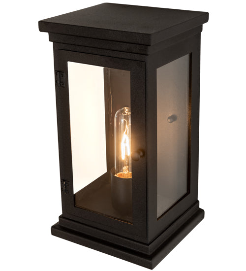 Meyda Lighting Whitman 7" Old Wrought Iron Wall Sconce With Clear Shade Glass