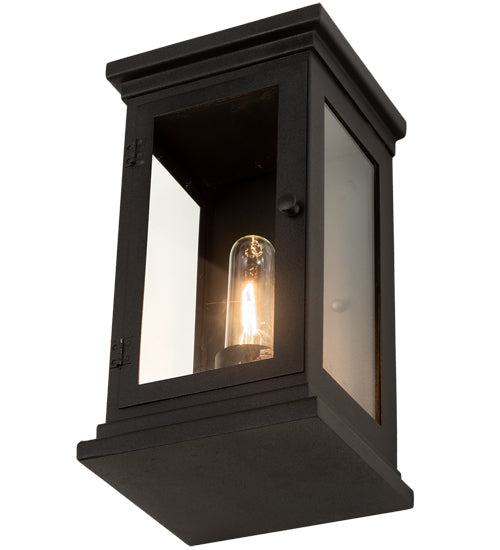 Meyda Lighting Whitman 7" Old Wrought Iron Wall Sconce With Clear Shade Glass