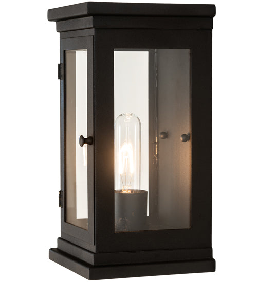 Meyda Lighting Whitman 7" Old Wrought Iron Wall Sconce With Clear Shade Glass