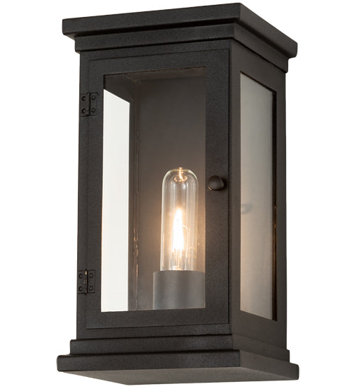 Meyda Lighting Whitman 7" Old Wrought Iron Wall Sconce With Clear Shade Glass