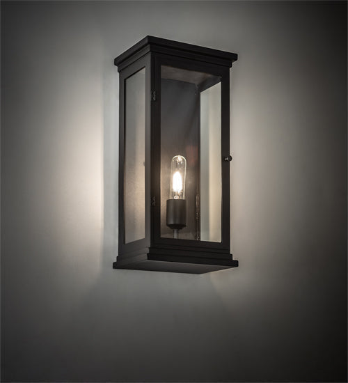 Meyda Lighting Whitman 9" Old Wrought Iron Wall Sconce With Clear Shade Glass