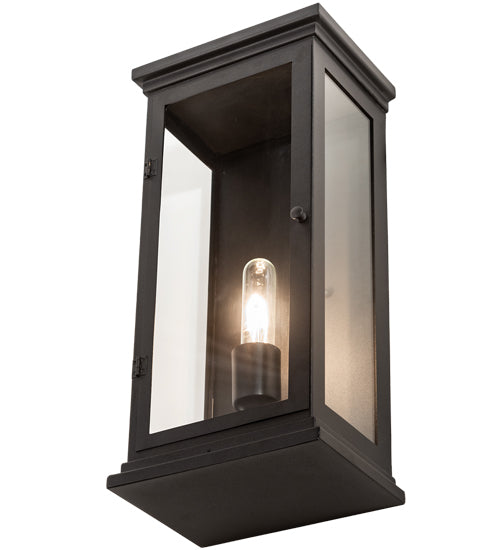 Meyda Lighting Whitman 9" Old Wrought Iron Wall Sconce With Clear Shade Glass
