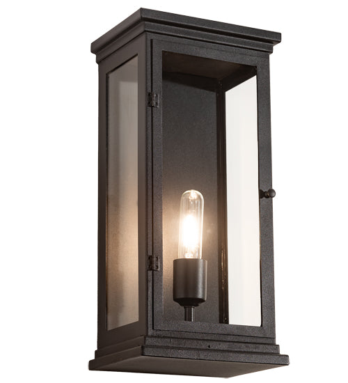 Meyda Lighting Whitman 9" Old Wrought Iron Wall Sconce With Clear Shade Glass