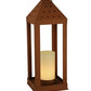 Meyda Lighting Wigodsky Ark 12" Red Rust Lantern Post Mount Light With Beige Idalight Shade Glass