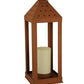 Meyda Lighting Wigodsky Ark 12" Red Rust Lantern Post Mount Light With Beige Idalight Shade Glass