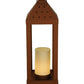 Meyda Lighting Wigodsky Ark 12" Red Rust Lantern Post Mount Light With Beige Idalight Shade Glass